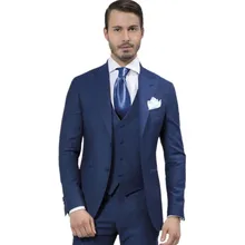 New Custom Made Men Suit Fashion Designer Blue suits Tuxedo Dinner Suit wedding suits for men (Jacket+Pants+Tie+Vest)