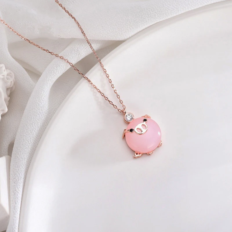 MOONROCY розовое золото цвет розовый опал Чокеры Росс кварц CZ кулон ожерелье свинка для женщин девочек подарок дропшиппинг ювелирные изделия
