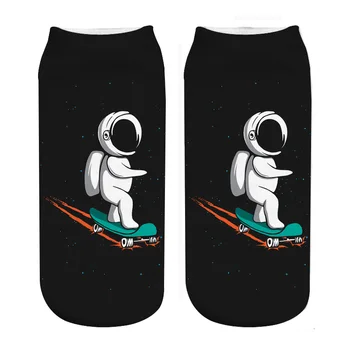 

Funny cartoon sky astronaut skate 3D print ankle socks 20 cm length
