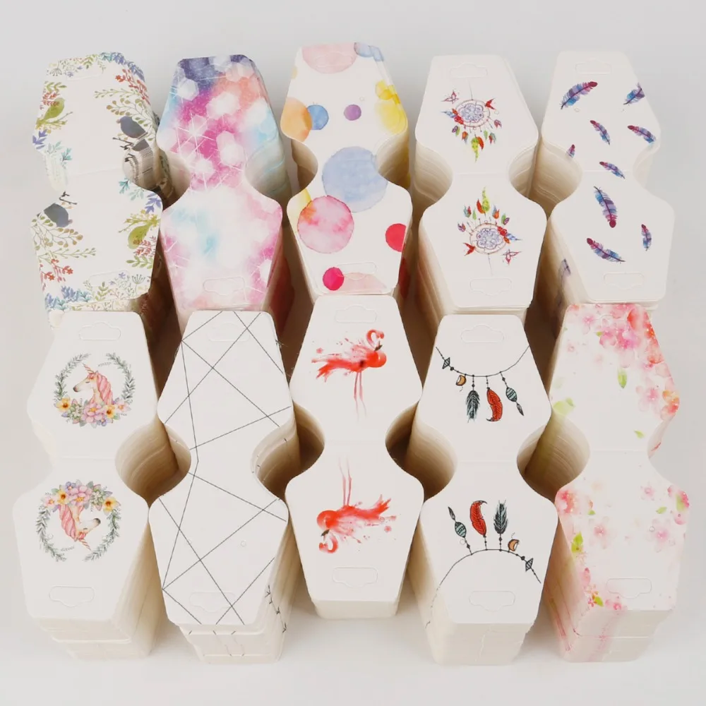 

100pcs 4.5x10.8cm Colorful Paper Cards Printing Jewelry Necklace Bracelet Hang Tag Jewelry Display Cards Label Tag