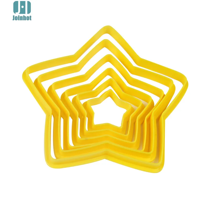 6 шт./компл. с сердцами и звездами в форме цветка 3D Пластиковая форма для выпечки хлеба/тостов/суши/форма для риса резчик печенья - Цвет: star 6 pcs