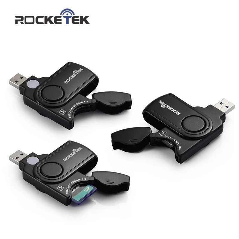 Rocketek Высокое качество usb 3,0 мульти 2 в 1 устройство для чтения карт памяти Адаптер для SD/TF micro SD для ПК компьютер ноутбук аксессуары