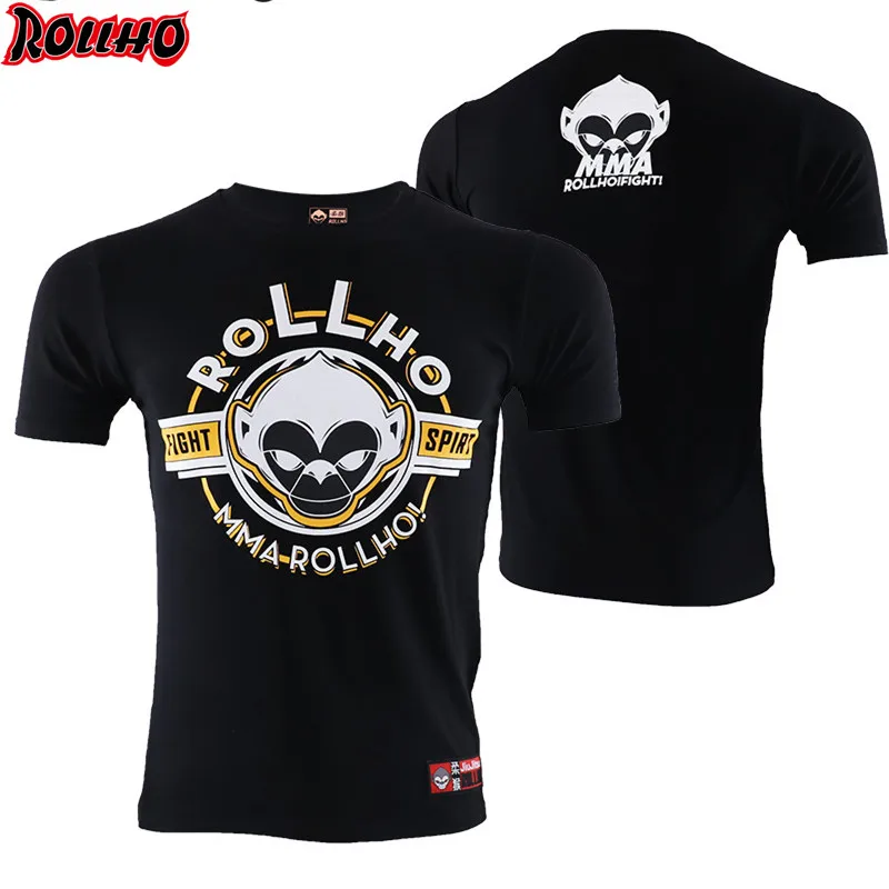 

ROLLHO Fighting T-shirt Men Sports Aerobics Running Boxing Clothing Boxing Gym T Shirt Cheap Mma Muay Thai MMA Suits Tee Shirt