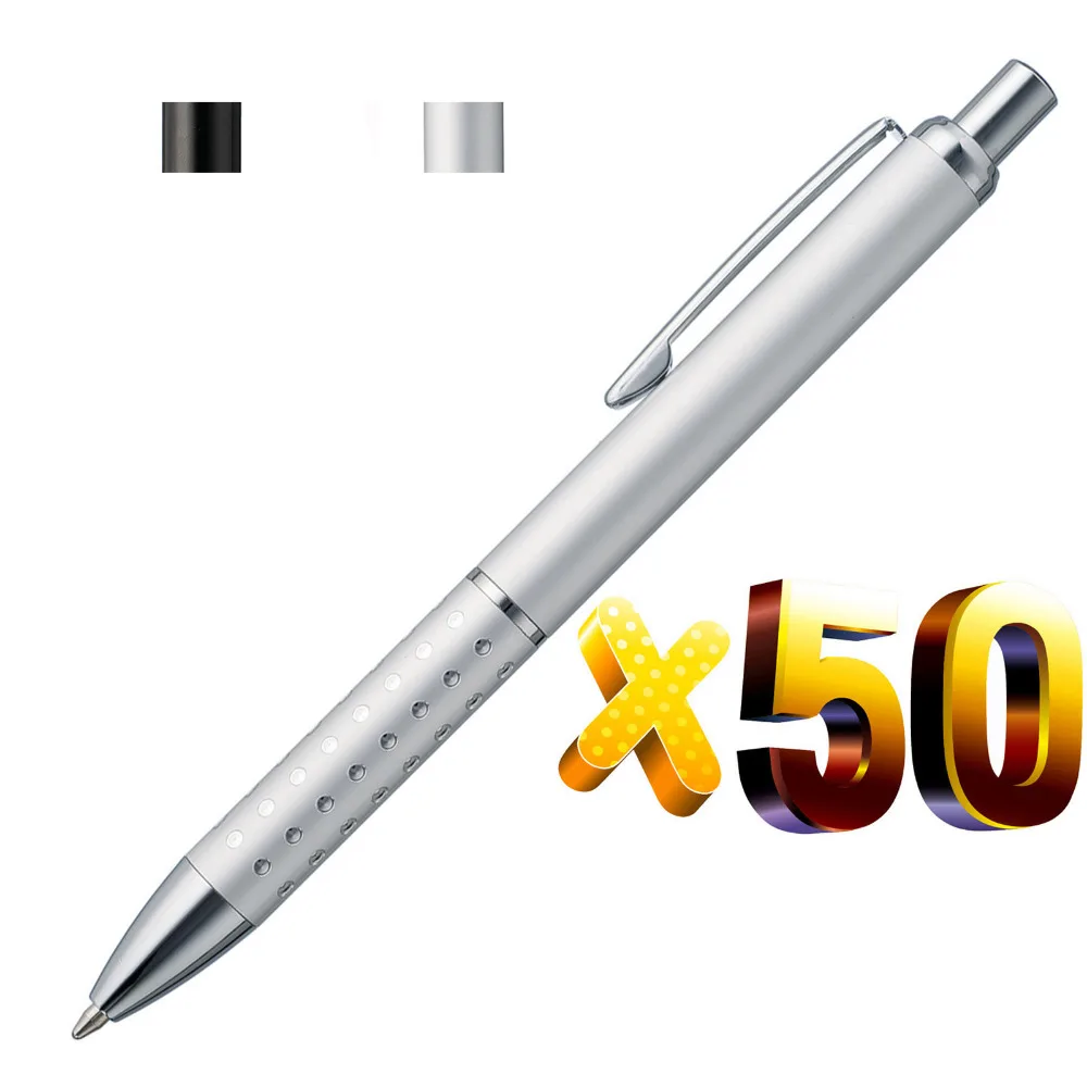 Lot de stylos à bille en métal bon marché, poignée de points en Aluminium, gravure au Laser gratuite Logo et texte de l'entreprise, cadeau personnalisé pour événement promotionnel