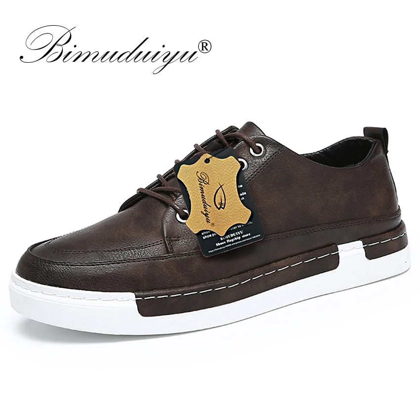 BIMUDUIYU Men's Leather Casual Shoes Retro Style Mens Leather Flats Oxford Shoes Male Sneakers tenis masculino zapatos hombre BIMUDUIYU Men's Leather Casual Shoes Retro Style Mens Leather Flats Oxford Shoes Male Sneakers tenis masculino zapatos hombre