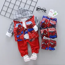 Комплекты из 2 предметов детский комплект одежды с человеком-пауком для мальчиков, спортивные костюмы с человеком-пауком для маленьких мальчиков весенне-осенняя одежда для детей от 0 до 3 лет, спортивные костюмы