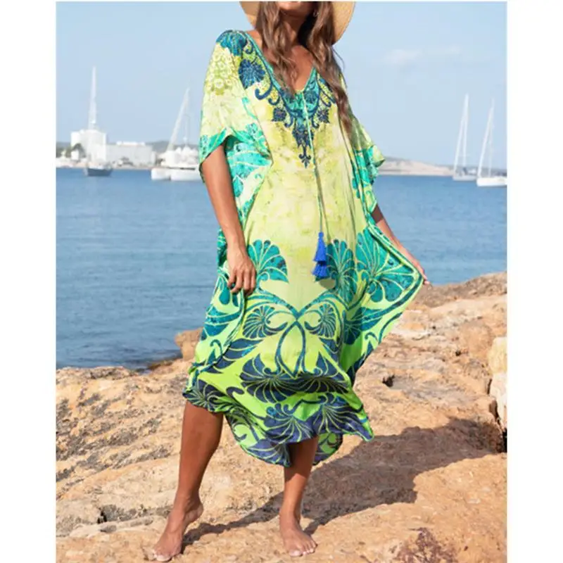 

Cotton Long Beach Dress Beach Coverups for Women Pareo de Plage Swimsuit Cover up Beach Sarongs Swimwear Kaftan Beach
