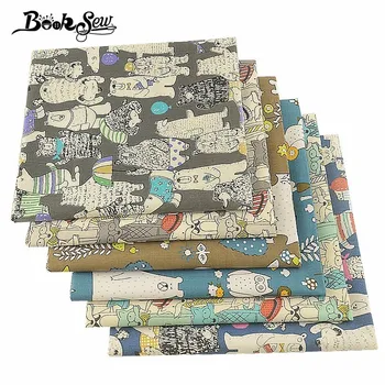 

Booksew 100% Cotton Twill Fabric 6Pcs/lot 40cmx50cm Animal Design Home Textile Quilting Bedding DIY Baby Craft Doll Tecido Tissu
