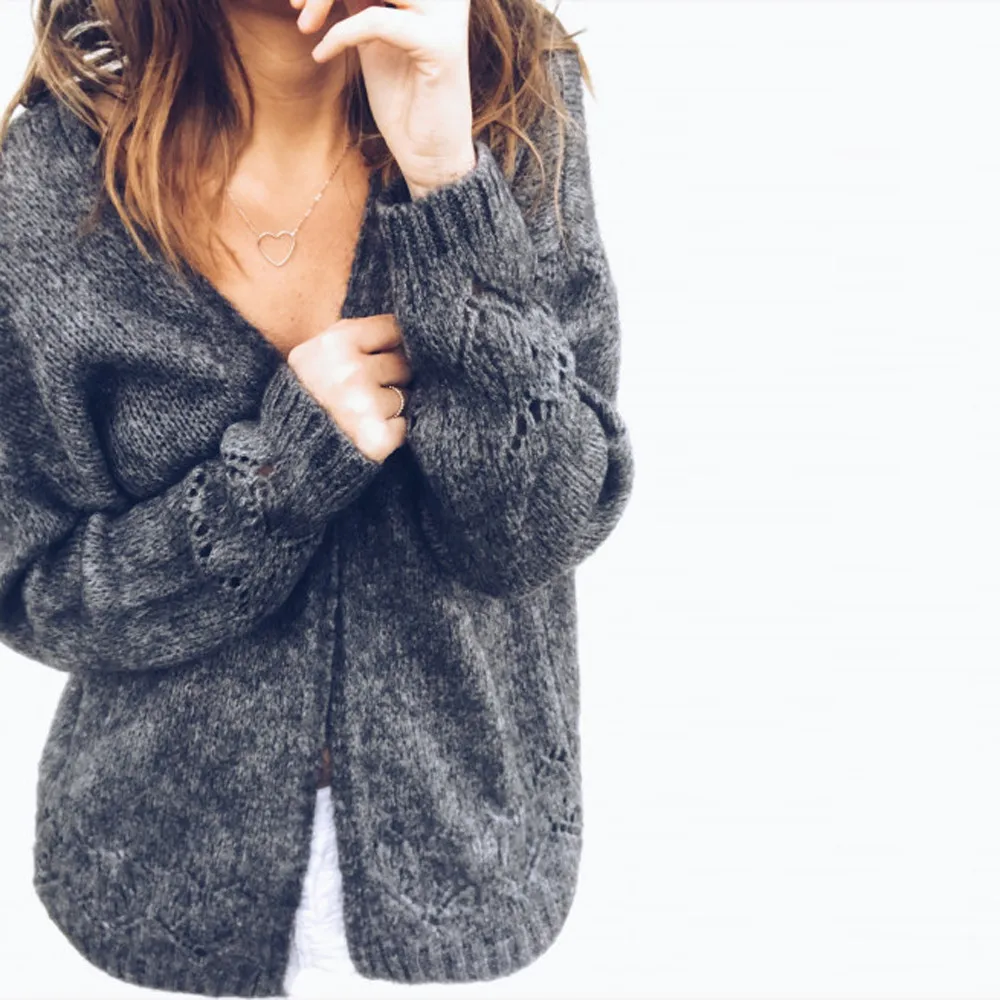 Женский вязаный свитер с v-образным вырезом и длинным рукавом новинка 2018 |