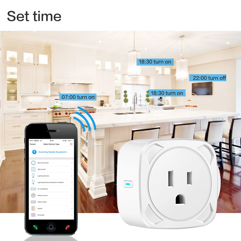 

2019 smart socket US plug with high-end design google prise wifi control