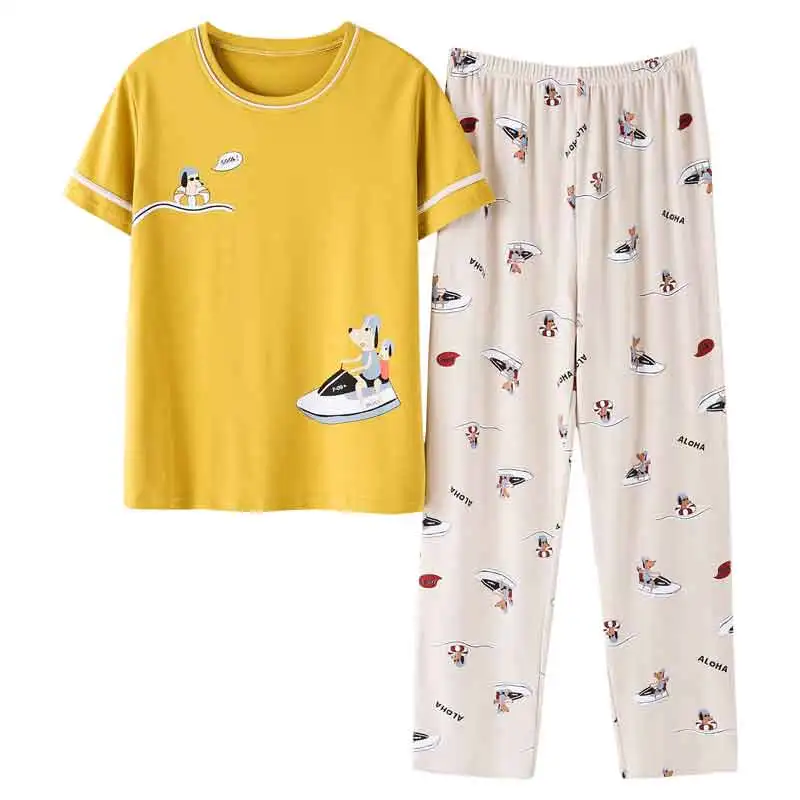 BZEL/Хлопковая пижама для пары; Пижама с коротким рукавом; мягкая Пижама для отдыха для мужчин и женщин; одежда для влюбленных; ночная рубашка для кампуса - Цвет: women