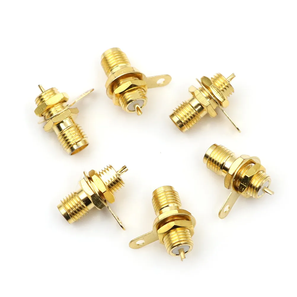 

6Pcs/lot New RF Adapter Connector SMA Female Panel Mount With Nut Bulkhead Handle Solder Wholesale