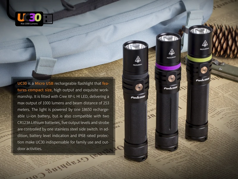 Fenix UC30 2017 Micro USB Rechargeable Flashlight (3)