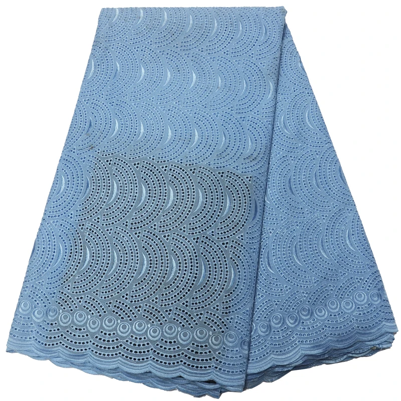 

Free shipping (5yards/pc) high quality simple design African dry cotton lace skyblue Swiss voile lace fabric for dress CLP265