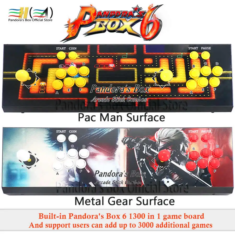2019 Pandora Box 6 1300 in 1 arcade game console 2 players can add 3000 game support fba mame ps1 tekken 3d mortal kombat pacman