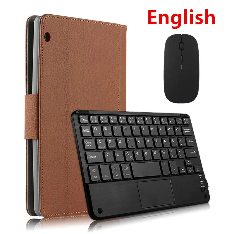Чехол клавиатура Bluetooth кобура для huawei MediaPad T3 10 Защитная крышка из искусственной кожи AGS-L09 AGS-L03 W09 T310 9," планшетный ПК чехол - Цвет: brown mouse English