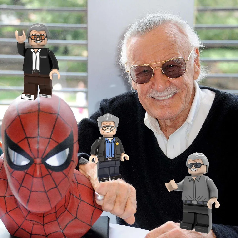 

Stan Lee LEGOing Avengers Endgame Figures Iron Man Hulk Thor Black Widow Captain America Thanos Ant Man Toys LEGOed Movie Figure