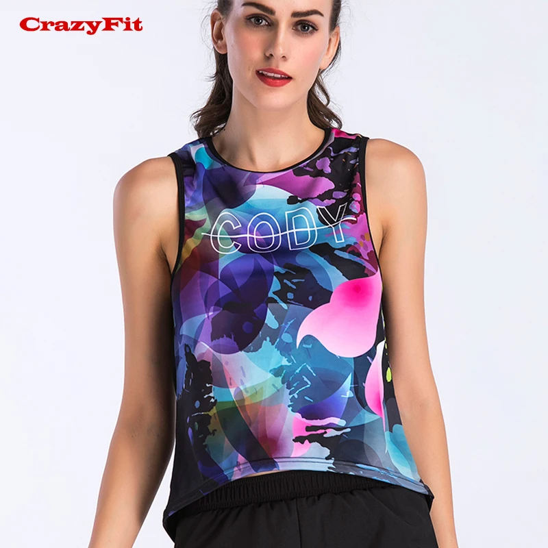 Женская спортивная майка CrazyFit Спортивная без рукавов для бега фитнеса 2018|women yoga