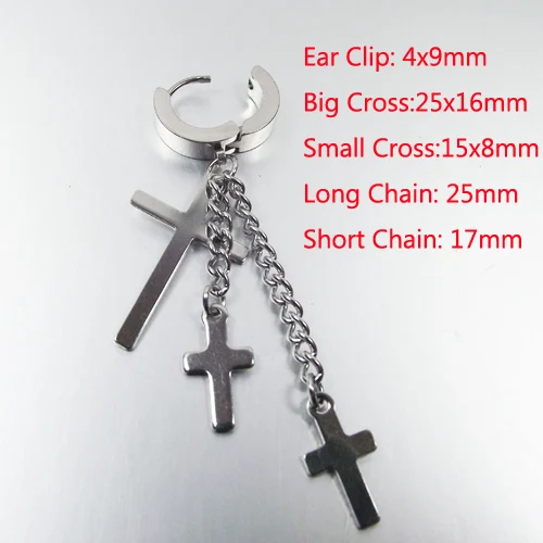 1 Piece Punk Stainless Steel Stud Earring Men Cross Earring Fashion Tassels Crosses Body Piercing Jewelry Black - Image 6