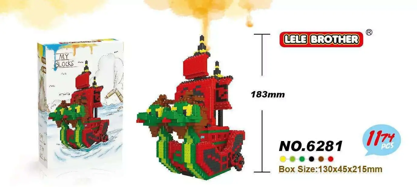 

LELE brothers blocks oncepiece pirates boats Female emperor ssangyong's number Pirate ship building blocks THOUSAND SUNNY 18cm