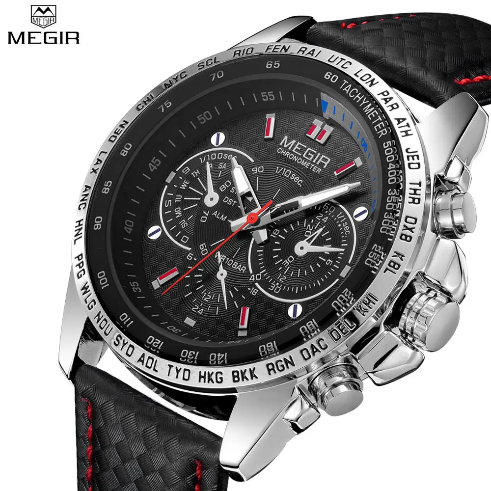 Prix pour MEGIR Hommes de Casual Montres Casual Quartz-Montre Noir En Cuir Montres Pour Hommes MG1010 Prix pour MEGIR Hommes de Casual Montres Casual Quartz-Montre Noir En Cuir Montres Pour Hommes MG1010