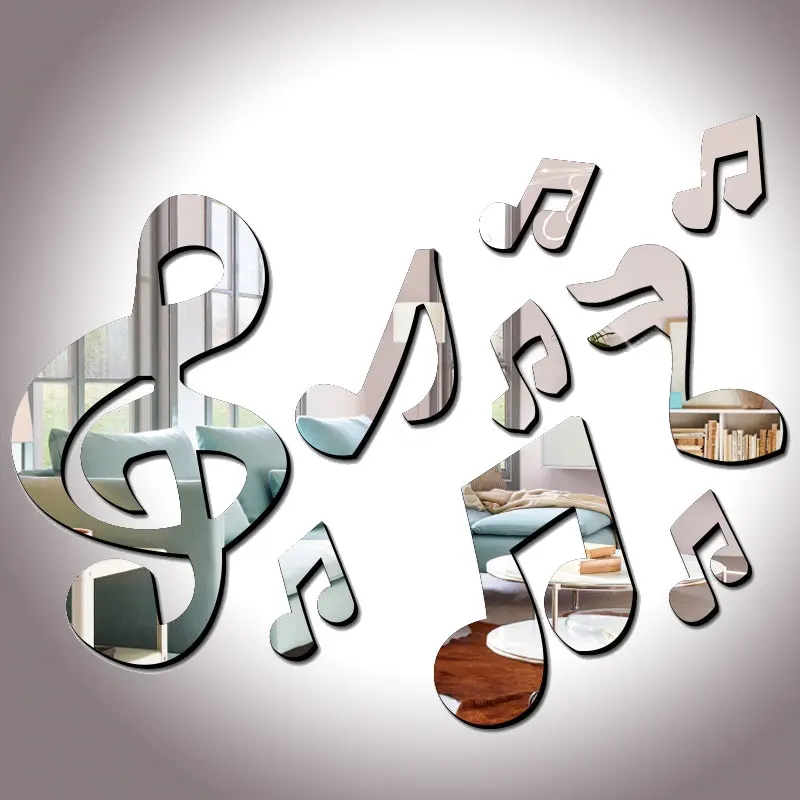 

3D Musical Notes Acrylic Mirrors Wall Home Decor Decor Art DIY Stickers