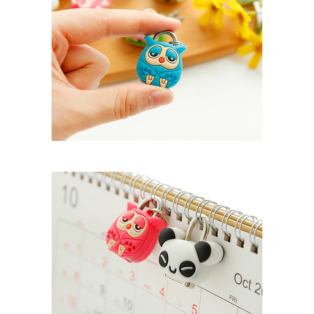 2 Set Pink & Green Owl Security Lock Kawaii Animal Cartoon Lock Padlock for Drawers Closets Great Birthday Gift