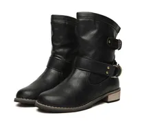 Femmes Moto Bottes de 2017 Nouvelles femmes Européennes et Américaines dans les loisirs moto bottes plat bottes Angleterre Livraison Gratuite