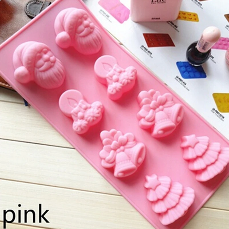 

New Christmas Bell Shape Mold Silicone Santa Christmas Tree Cake Soap Chocolate Moulds Decoration Baking Tools GI992114