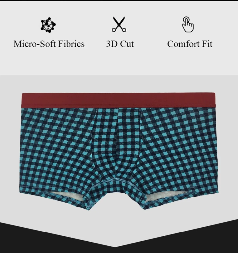 Premium Comfort Cotton Boxershorts Men Underwear Sexy Plaid Underpants homme marca boxer calzoncillos soft cueca masculina