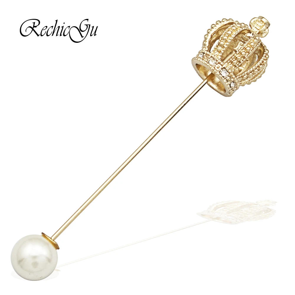 

Gold Royal Queen Crown Tiara Cross Lapel Stick Pin Pins Tie Hat Scarf Badge Cross Brooches Enamel Boutonniere Pearl Men Jewelry