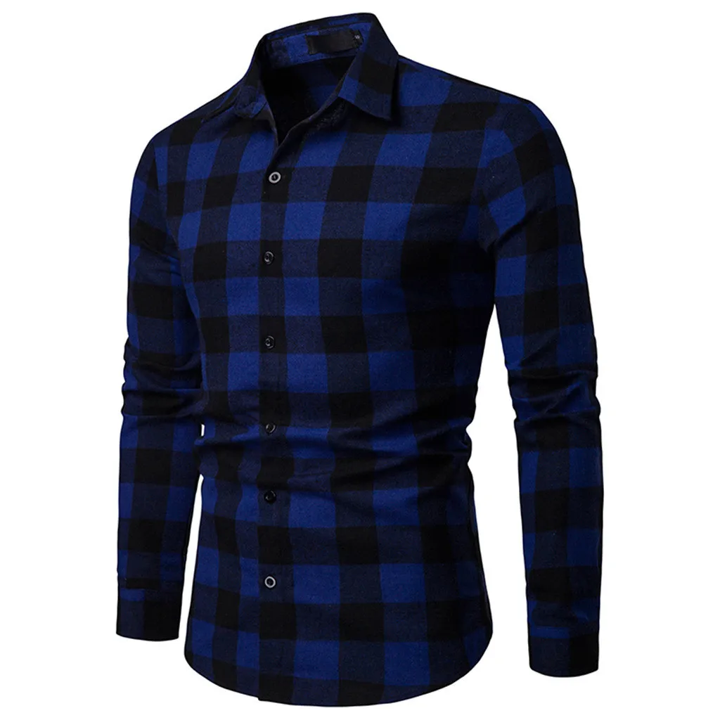 Formal Business Shirt Men‘s Long Sleeve Lattice Plaid Clothes Spring Autumn Plus Size Casual Blouse Camisa Social Shirts /PT