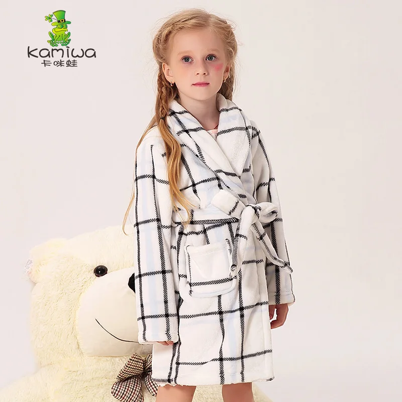 

Baby bathrobes girl Pajamas Plaid Coral Velvet Robes Bathrobe Sleepwear bathrobe children robe children clothes