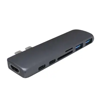 

HobbyLane 7-in-1 Dual-head Type-c HUB Multifunction Hub for Laptop Computer HDMI Adapter d25