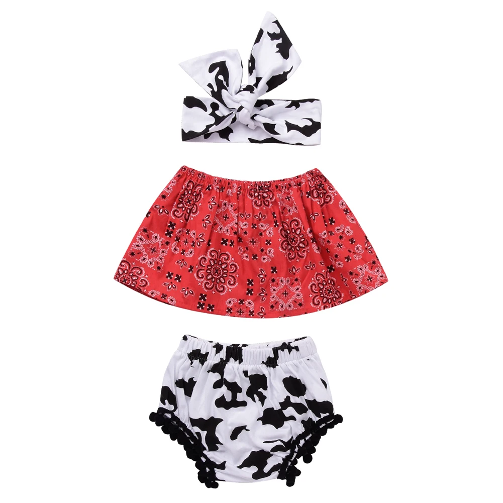 3PCS Set Newborn Baby Girl Clothes 2017 Summer Cute Baby Sleeveless Tassel Crop Top Vest +Shorts Bottom+Headband Outfit Suit