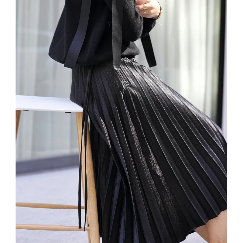 

Amii Women Minimalist Skirt 2018 Autumn Chic Pleated Elegant High Quality Original Design Female Skirts