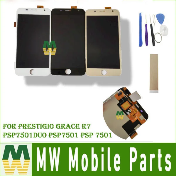 Kopen 1 stk partij Voor Prestigio Grace R7 PSP7501DUO PSP7501 PSP 7501 Touch Screen + Lcd scherm Montage Met Gereedschap 3 Kleur met tape Gereedschap