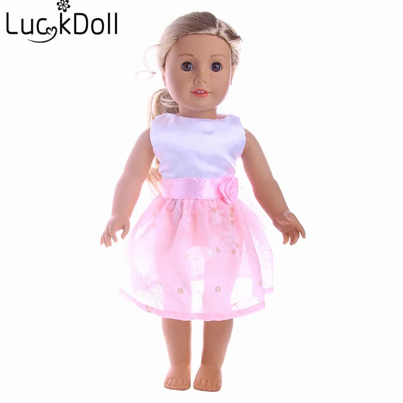 

LUCKDOLL Sleeveless Colorful Bow Dress for 43 cm Doll or 18 Inch American Dolls Accessories for Dolls