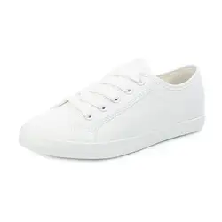 2018 новые весенние теннисные туфли на шнуровке белого цвета, Женская однотонная обувь, повседневная женская обувь, кроссовки