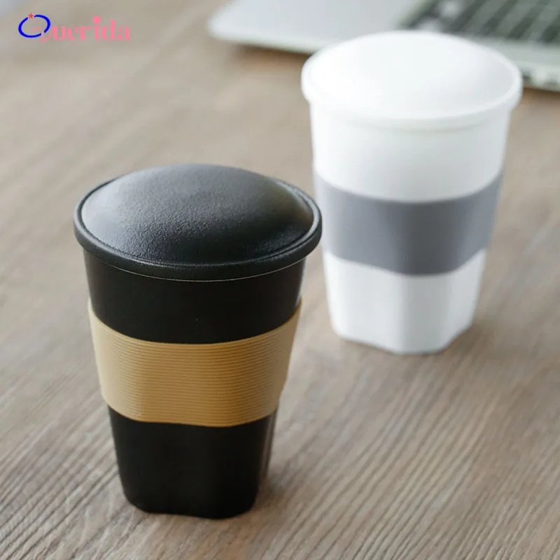 

380ml Creative Three Pcs Set Ceramic Mug With Liner Lid Coffee Tea Office Cup Thickened Anti-Scalding Silicone Case Filter Cup