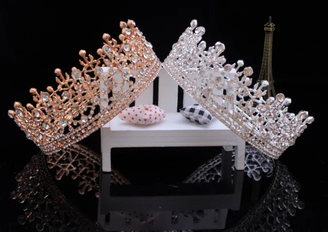 Великолепный Круглый Bling свадебное платье короны, украшенные стразами; Симпатичные туфли диадема события волос аксессуары для головных уборов младший принцесса невесты короны
