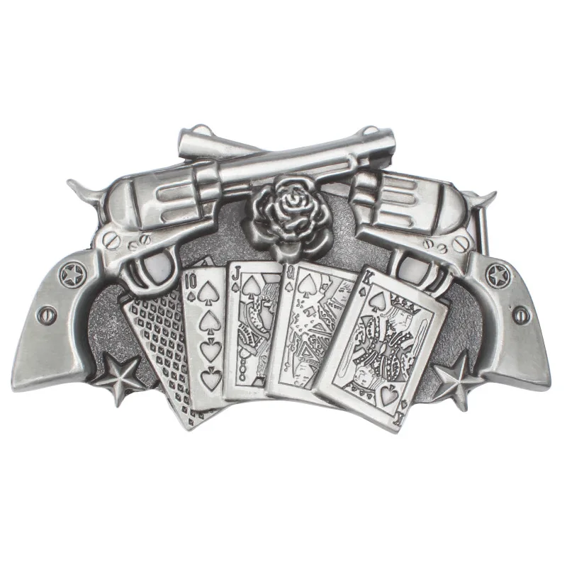 

Poker and two gun pattern belt buckle