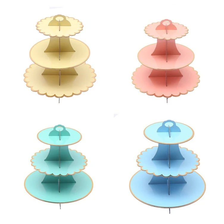 

DIY 3 Tier Kids Birthday Party supplies Cake Stand Foldable Paper Print Dessert Cake Stand Display Stand Cake Tools Decoration