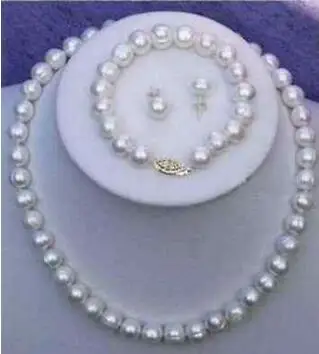 

Shipping>>new hot 7-8mm Real Natural White Cultured Pearl Necklace Bracelet Earring Set 18'' 7.5'