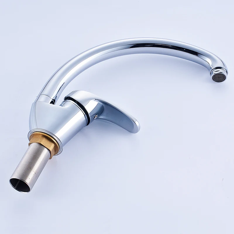 360 Degree Rotation Brass Body Chrome Kitchen Sink Faucet Curved Outlet Pipe Taps Cold and Hot Water Mixer 360 Degree Rotation Brass Body Chrome Kitchen Sink Faucet Curved Outlet Pipe Taps Cold and Hot Water Mixer