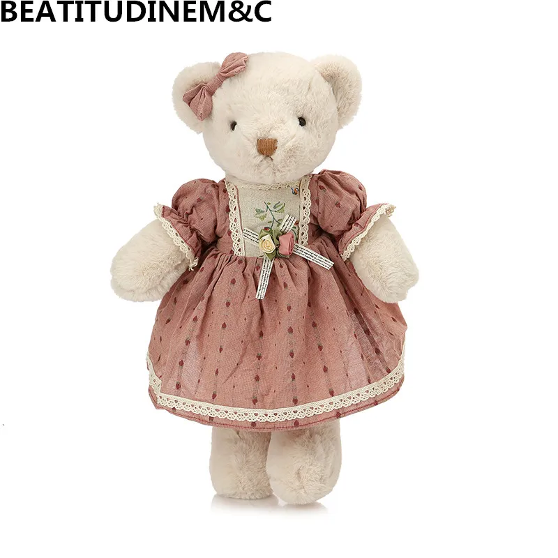 Милый стиль принцессы плюшевый мишка игрушка, платье Медведь кукла, детская игрушка, подарок на день рождения девочки, украшение дома - Цвет: E