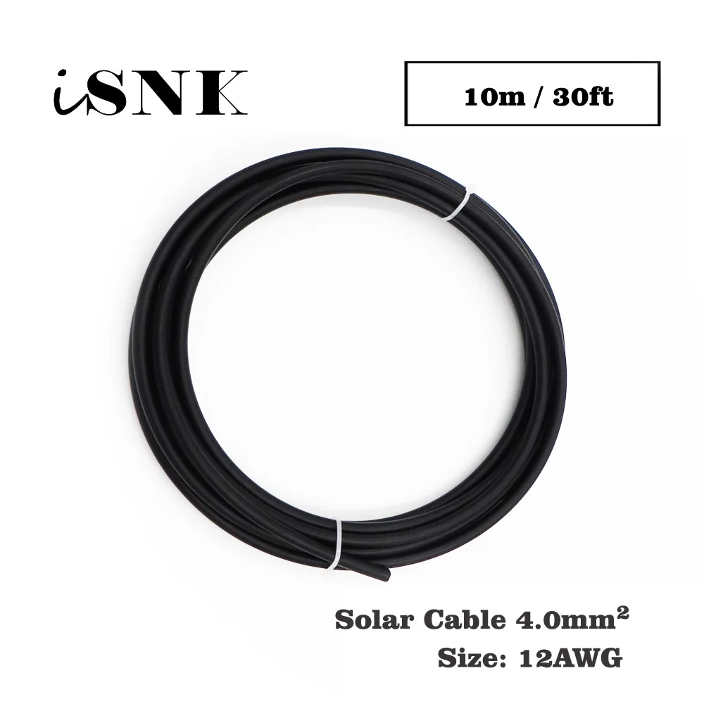 

10m 30ft x 12AWG 4mm2 Black Color Positive wire PVC Insulated photovoltaic electrical MC4 Connector cables solar panel connect