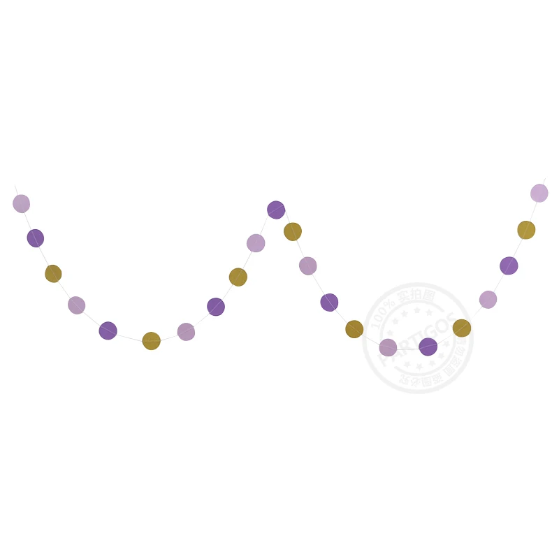 22 шт. 2 м черный фиолетовый золотой блеск круг горошек Бумага гирлянда баннер на день рождения/Свадебная вечеринка украшения поставки