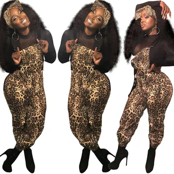 

2019 new arrival sexy summer women leopard plus size long jumpsuit