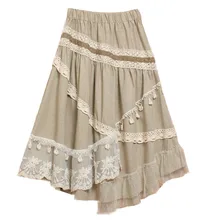 Японский в стиле Mori Girl женские повседневное слои сладкий пряжки Винтаж кружево чистый Асимметричная милая Лолита женский Vestido юбки для женщин Y03669